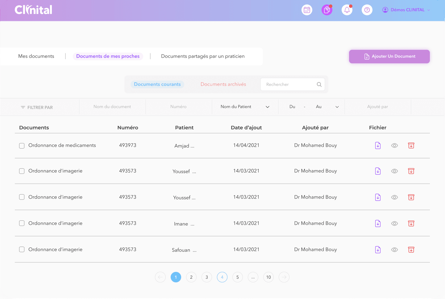 Espace patient — Clinital