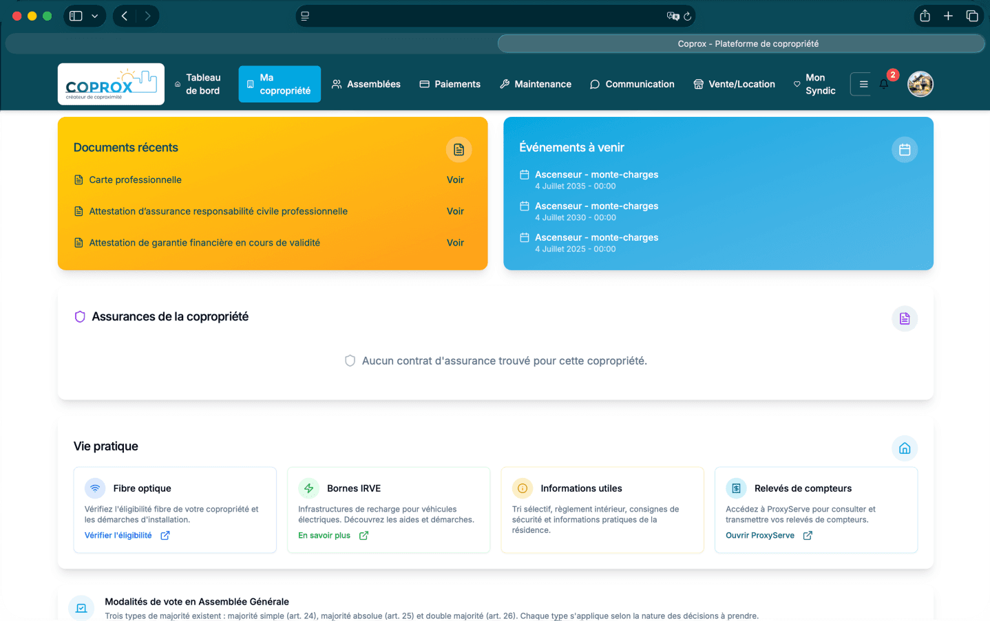 Espace propriété — CoProx